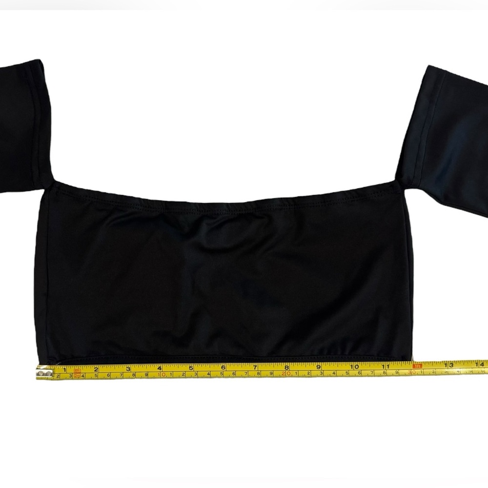 SHEIN cold shoulder black crop top size petite XS NEW - Picture 3 of 7